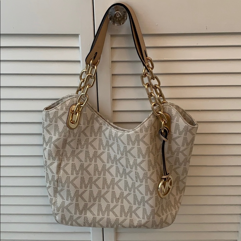 White and gold Michael Kors purse